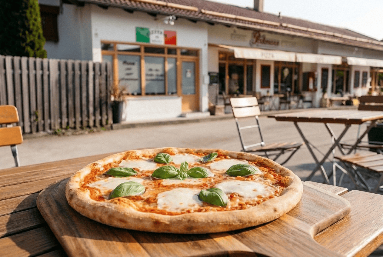 Fresh golden-crusted Italian pizza